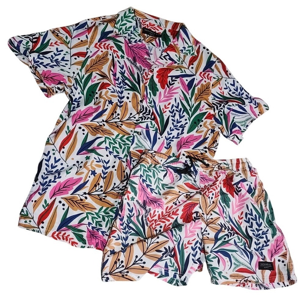 Vacancy Co Australia Swim Trunk Set M Bright Floral Tropical Vacation Resort